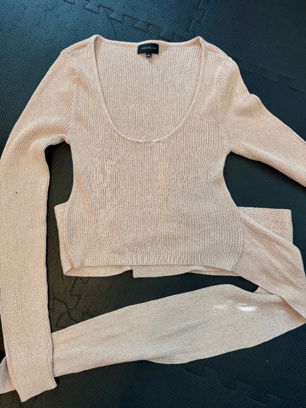 Majorelle Light Pinkish Gold  Metallic Tie Back Top